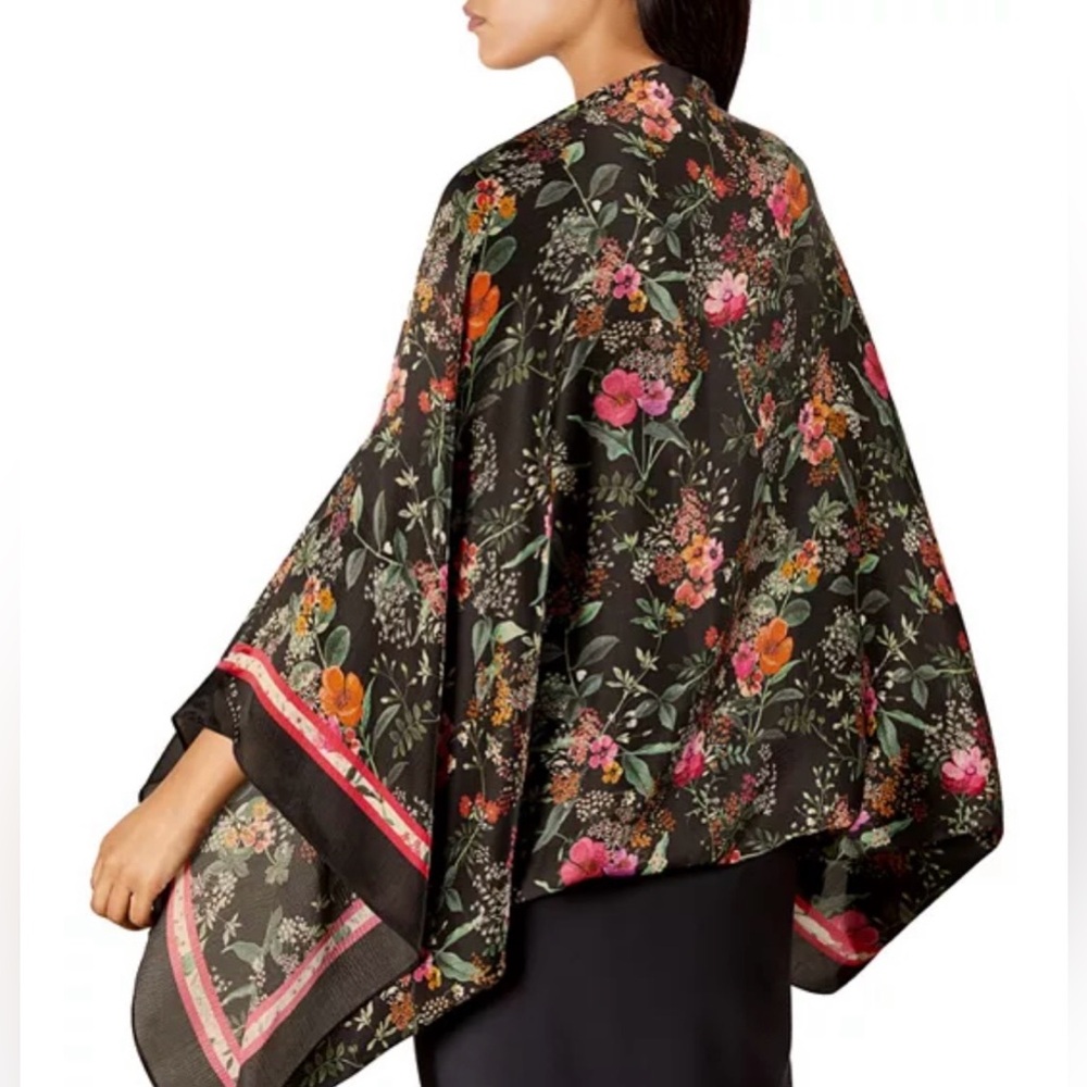 Ted Baker Black Floral Silk Cape - Picture 3 of 5